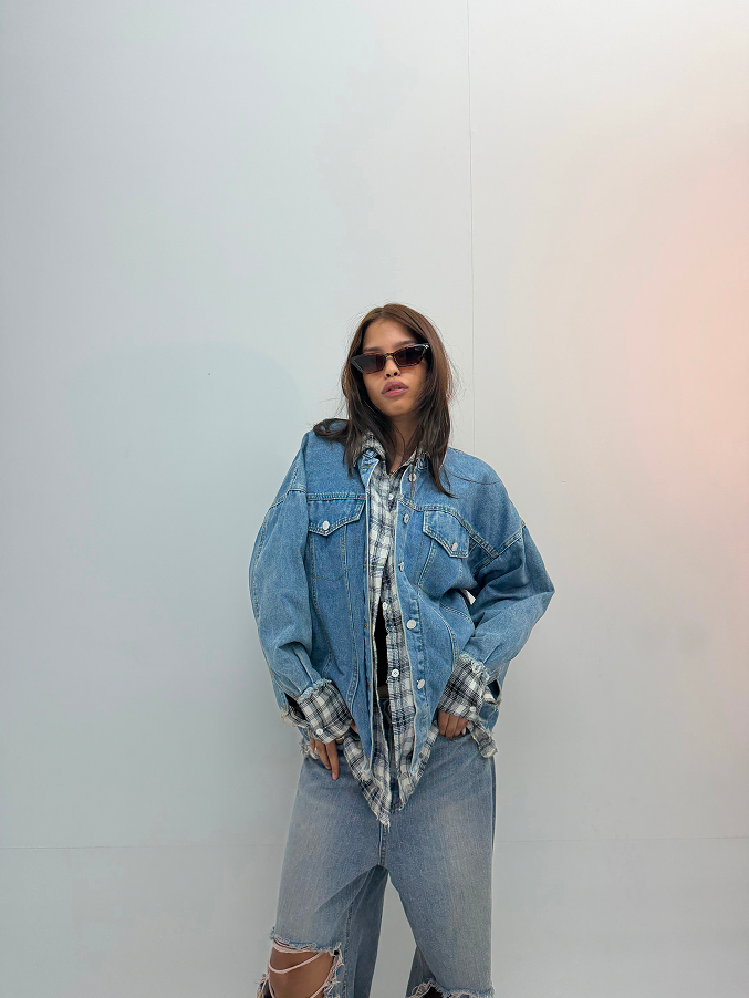 Vintage Oversized Washed Denim Jacket