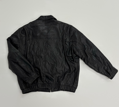 Unisex Jacket Vintage Black Leather Bomber