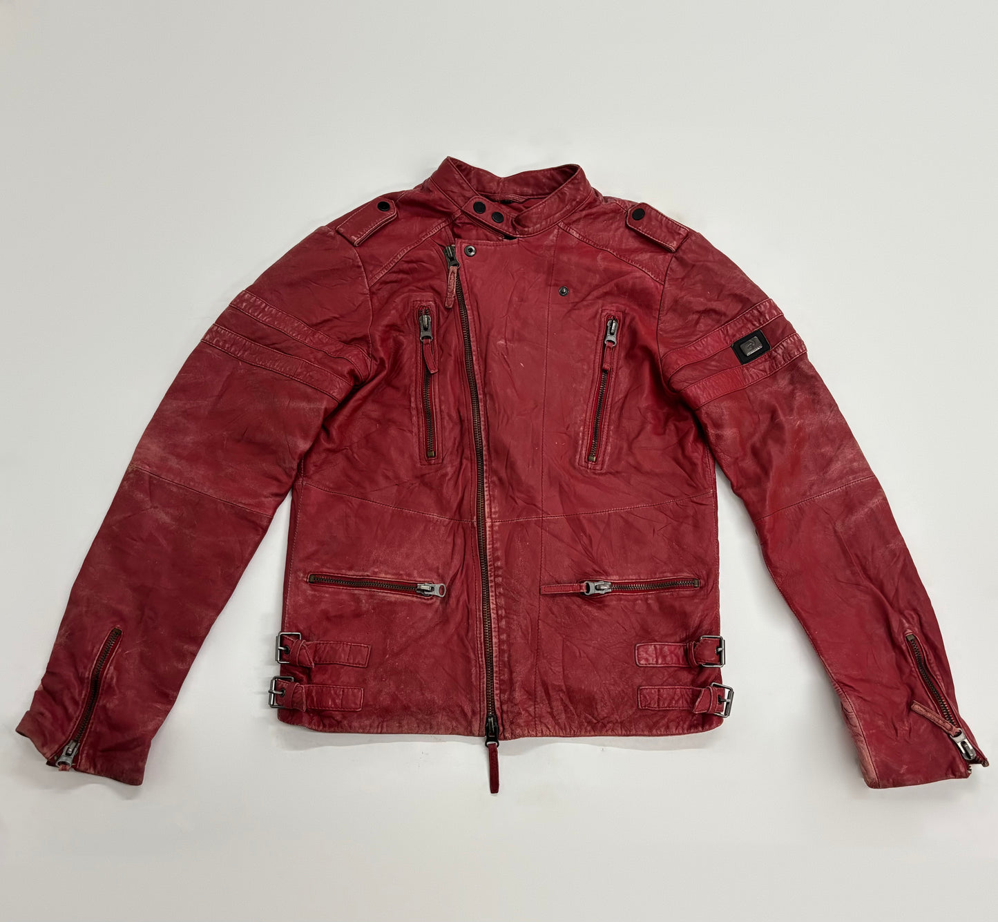 Vintage Women's Red Leather Moto Jacket