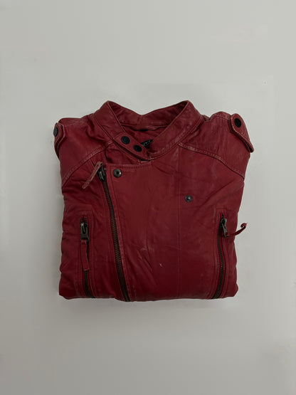 Vintage Women's Red Leather Moto Jacket
