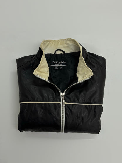 Vintage Unisex Black & Cream Leather Moto Jacket