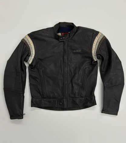 Vintage Unisex Black Leather Racing Jacket