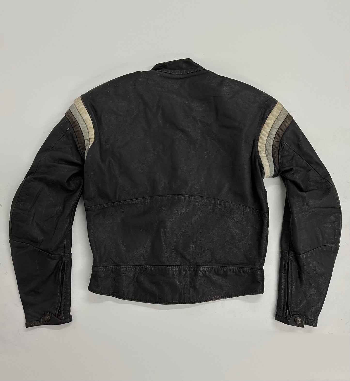 Vintage Unisex Black Leather Racing Jacket