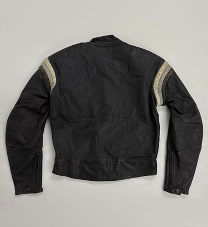Vintage Unisex Black Leather Racing Jacket