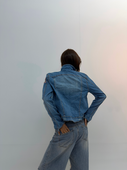 Vintage Studded Distressed Denim Jacket