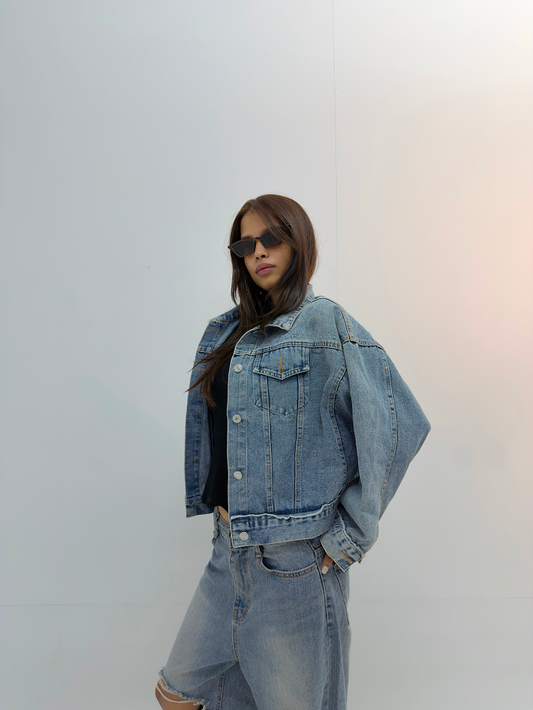 Vintage Oversized Light Wash Denim Jacket
