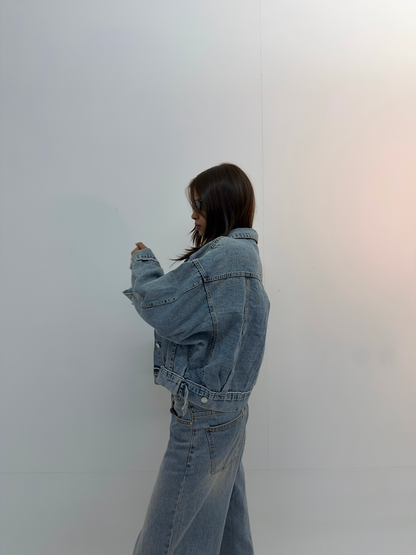 Vintage Oversized Light Wash Denim Jacket