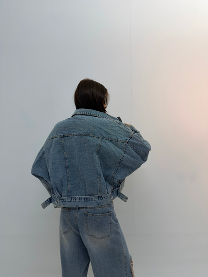 Vintage Oversized Light Wash Denim Jacket