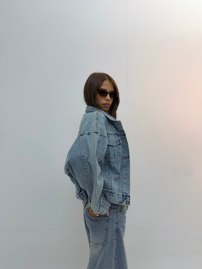 Vintage Oversized Light Wash Denim Jacket