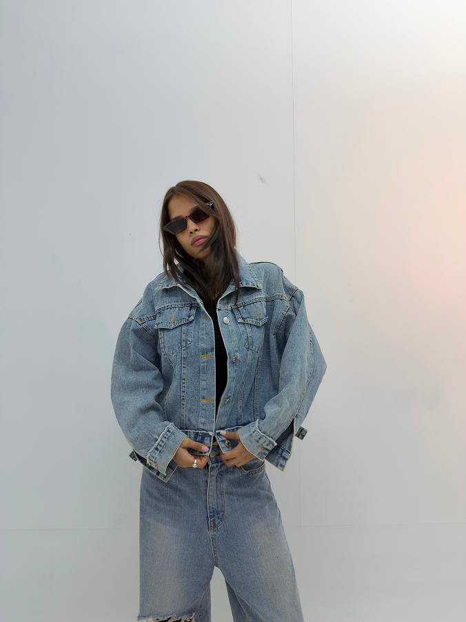 Vintage Oversized Light Wash Denim Jacket