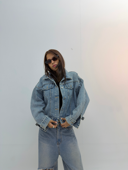 Vintage Oversized Light Wash Denim Jacket