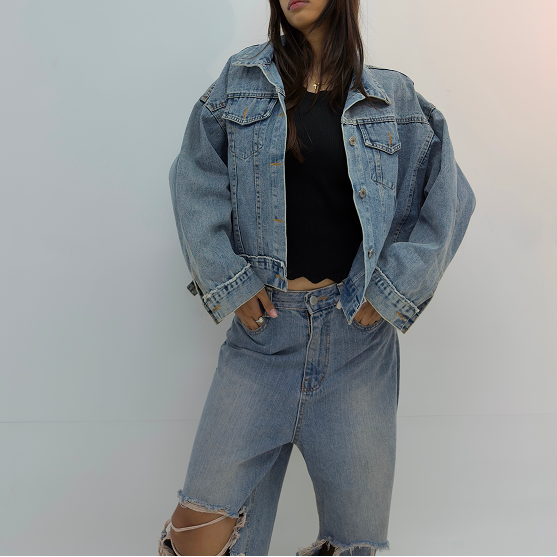 Vintage Oversized Light Wash Denim Jacket