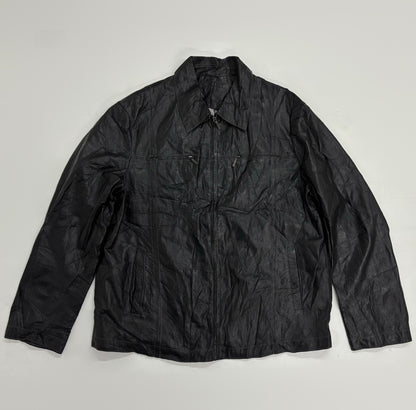Unisex Vintage Black Leather Field Jacket