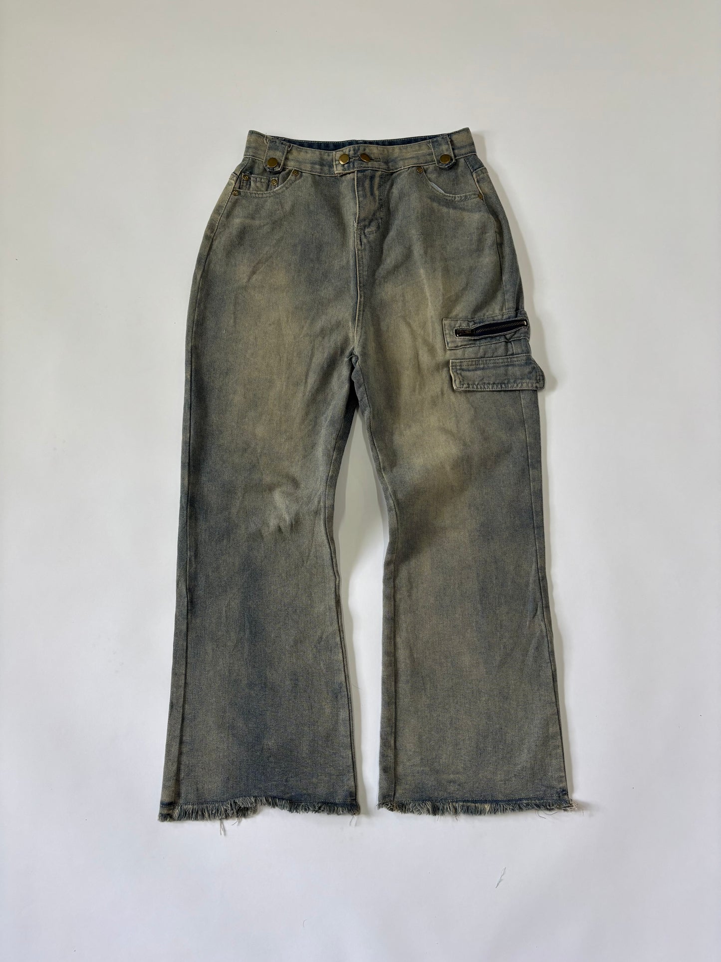 Light Wash Cargo Flare Unisex Jeans