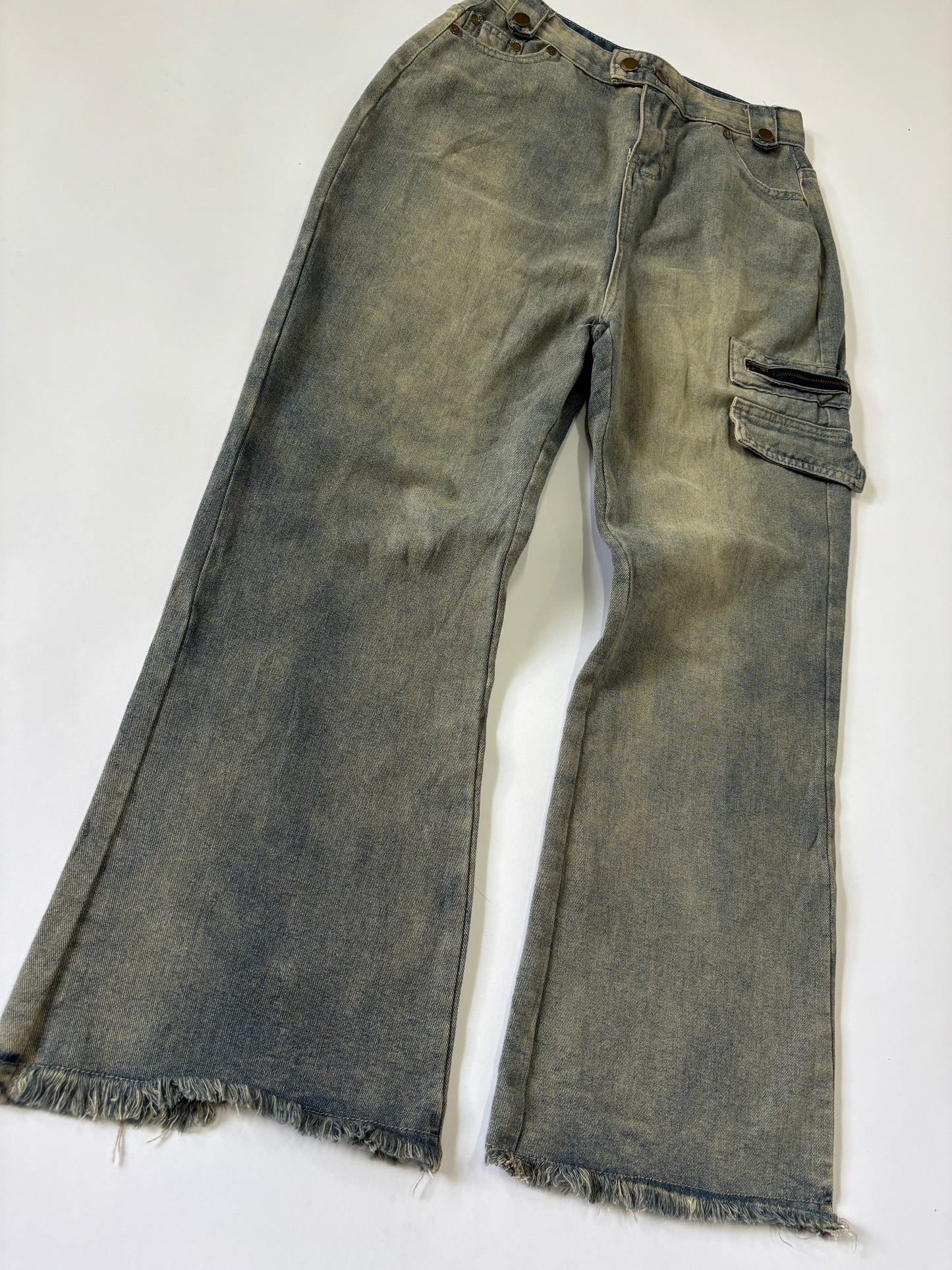 Light Wash Cargo Flare Unisex Jeans