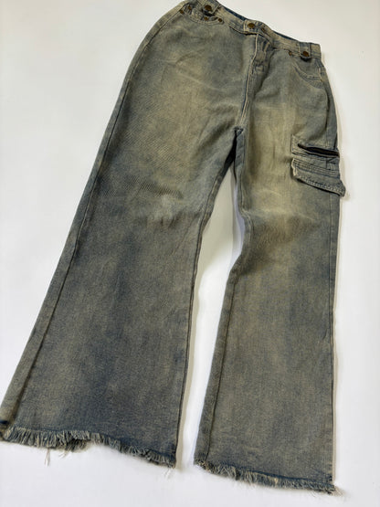 Light Wash Cargo Flare Unisex Jeans