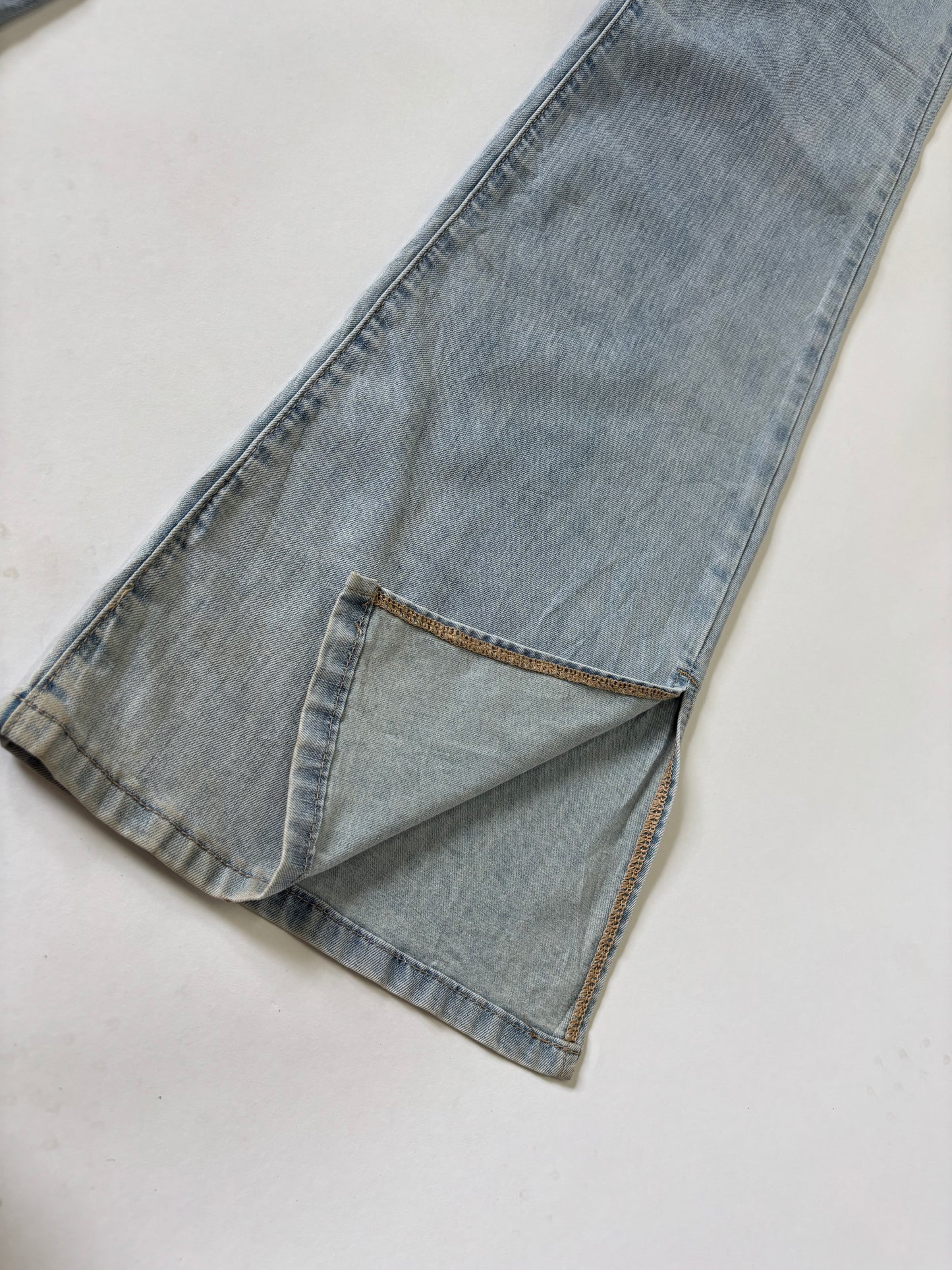 Light Wash Double-Waist Flare Jeans