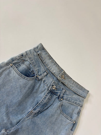 Light Wash Double-Waist Flare Jeans