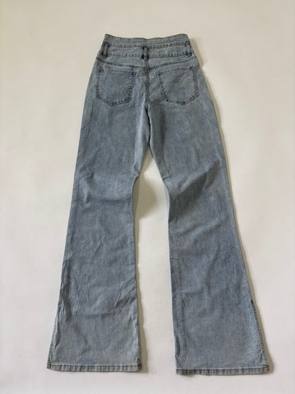 Light Wash Double-Waist Flare Jeans