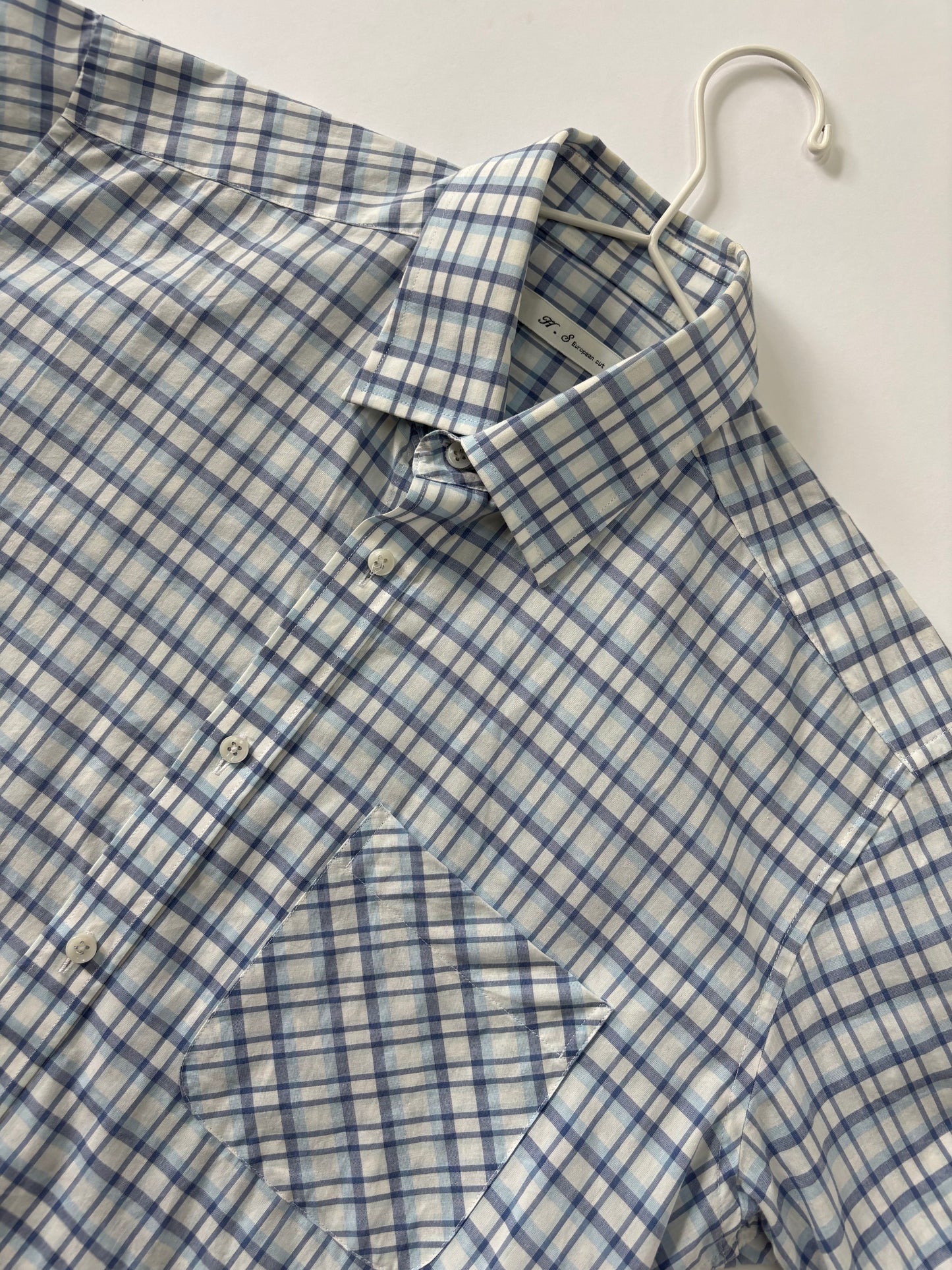Blue Grid Check Short Sleeve Shirt