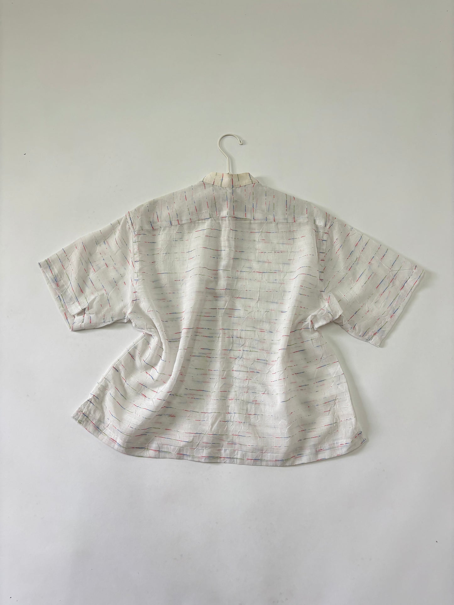 Off-White Textured Mandarin Collar Shirt
