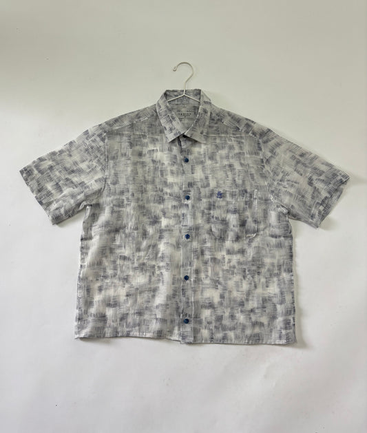 Men's Shirt Short Sleeve Grey Abstract Print