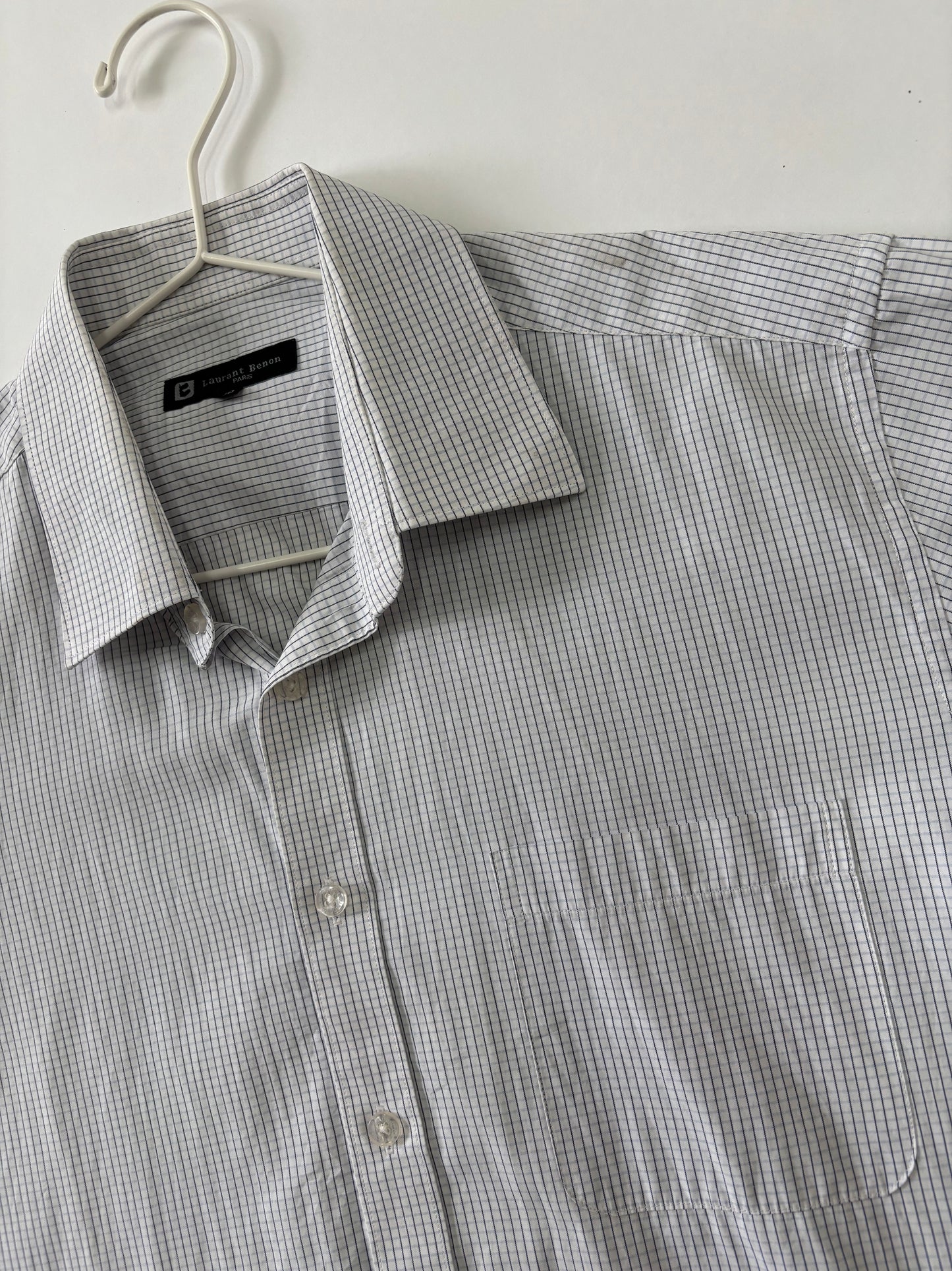 Light Grey Micro Check Short Sleeve Shirt