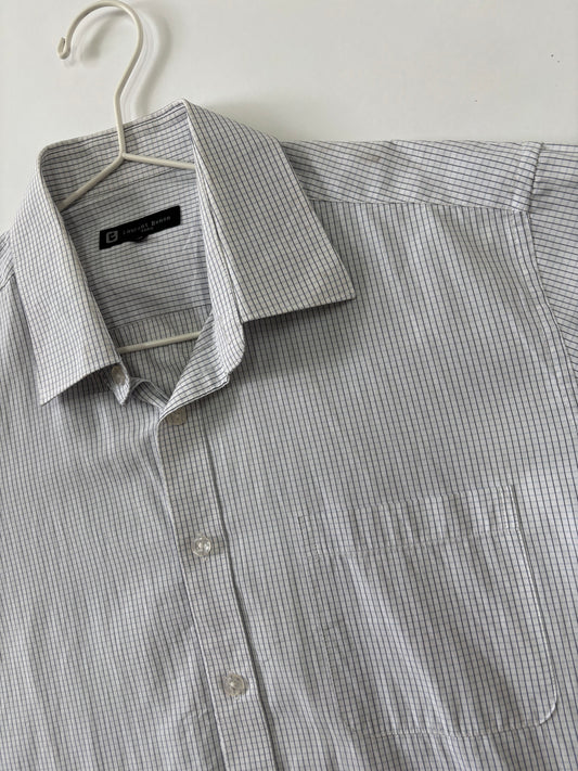 Men's Shirt Short Sleeve Light Grey Micro Check