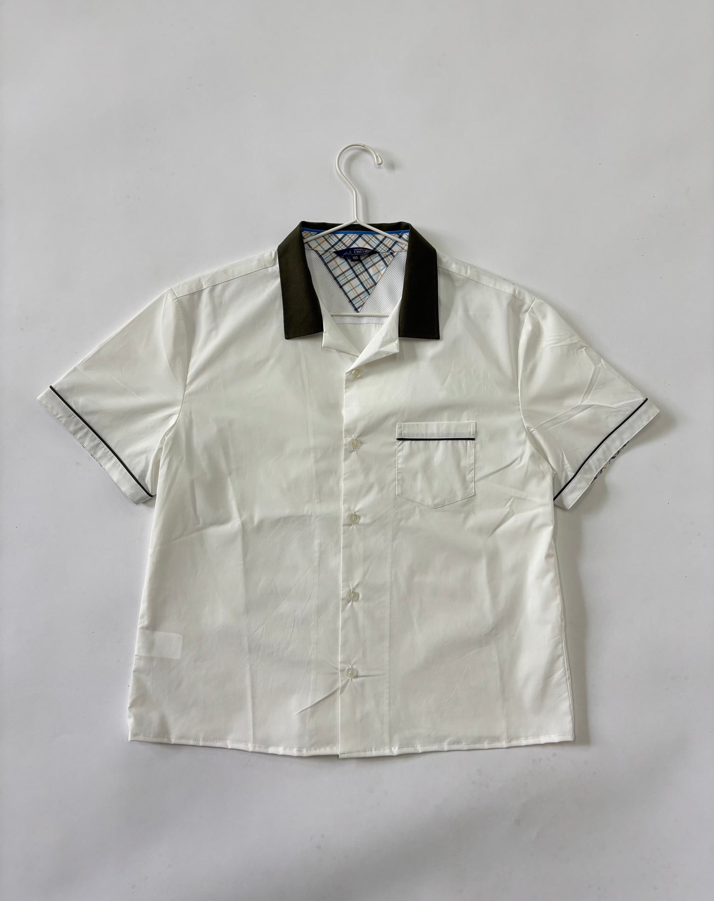 Contrast Collar White Short Sleeve Shirt