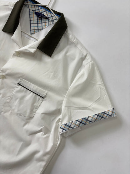 Contrast Collar White Short Sleeve Shirt