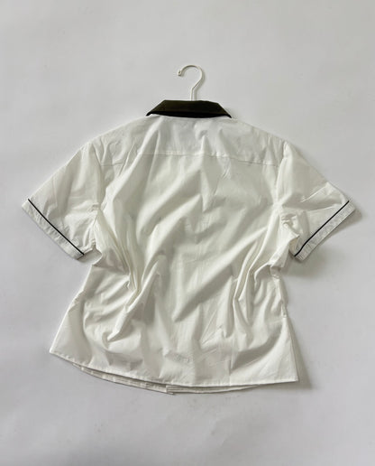 Contrast Collar White Short Sleeve Shirt