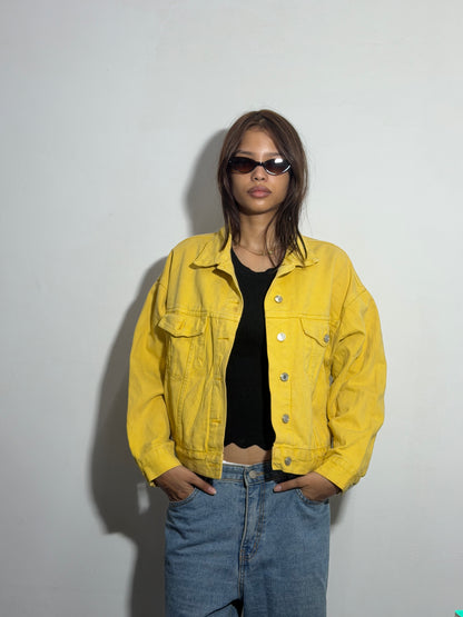 Women’s Sunshine Yellow Relaxed Fit Trucker Denim Jacket