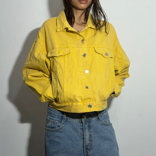 Women’s Sunshine Yellow Relaxed Fit Trucker Denim Jacket