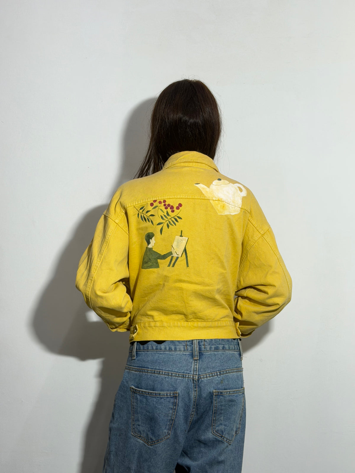 Women’s Sunshine Yellow Relaxed Fit Trucker Denim Jacket