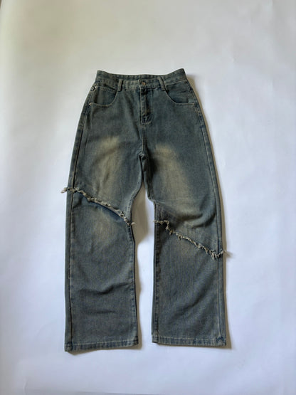 Distressed Seam Wide Leg Women's Jeans