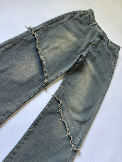 Distressed Seam Wide Leg Women's Jeans
