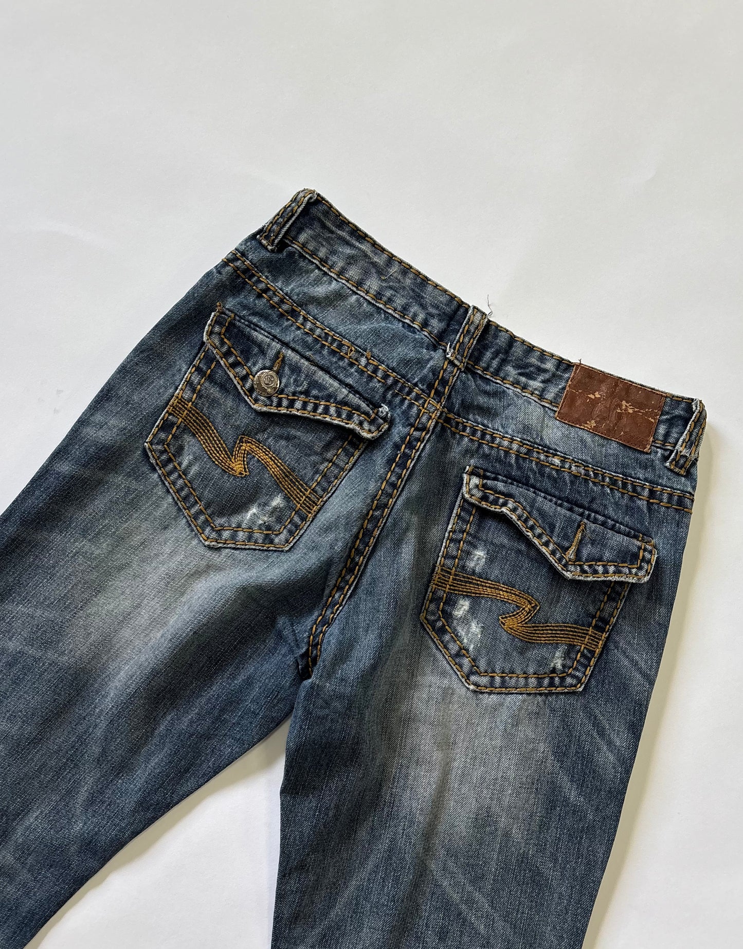 Vintage Wash Straight Leg Jeans