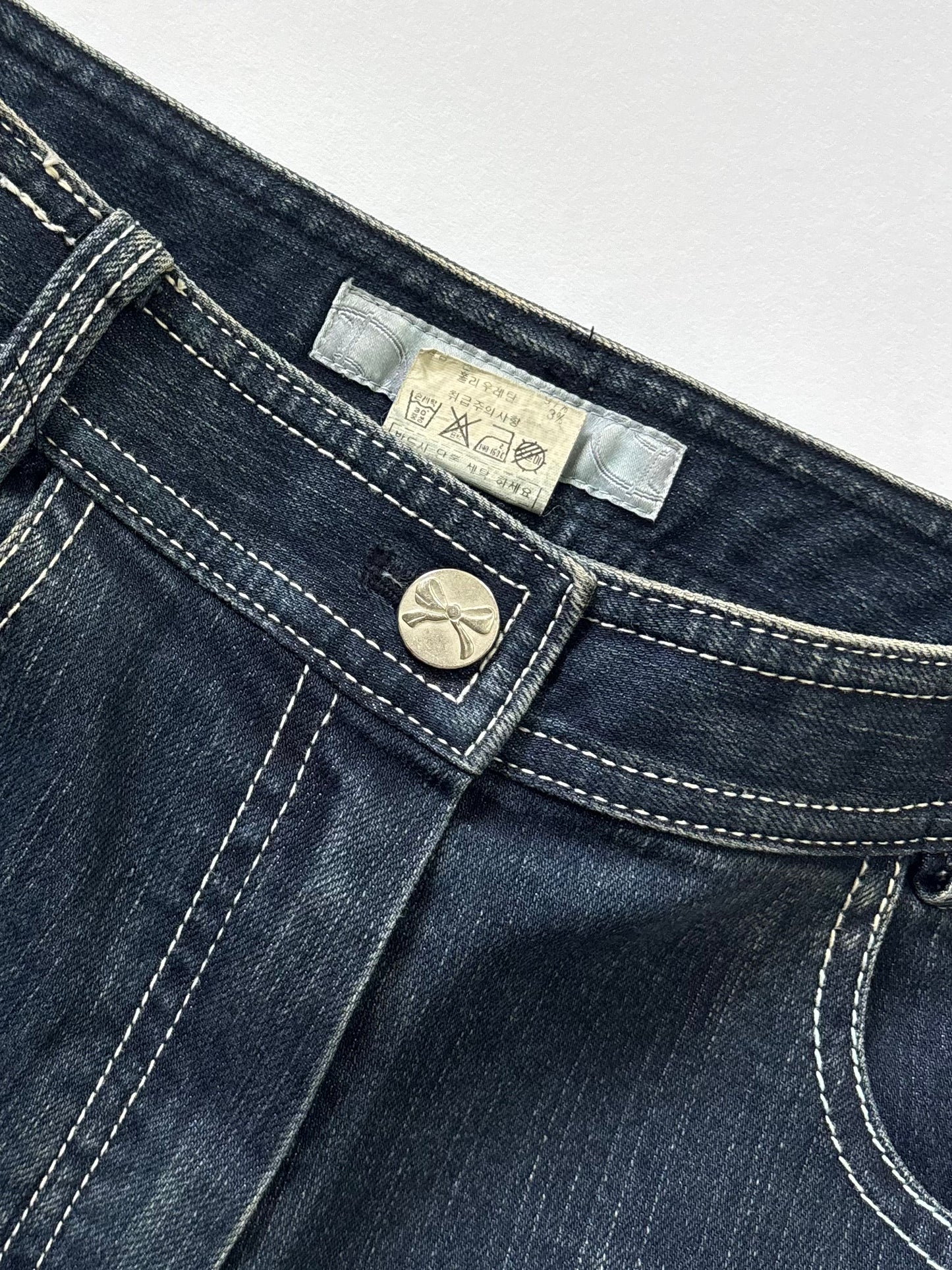 Dark Wash Embellished Wide-Leg  Women's Jeans