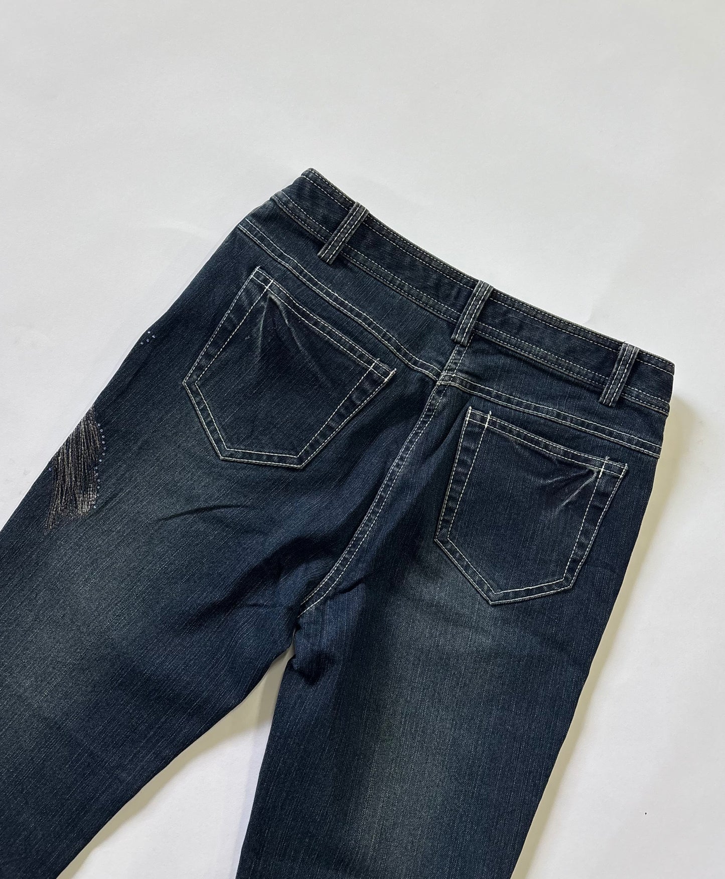 Dark Wash Embellished Wide-Leg  Women's Jeans