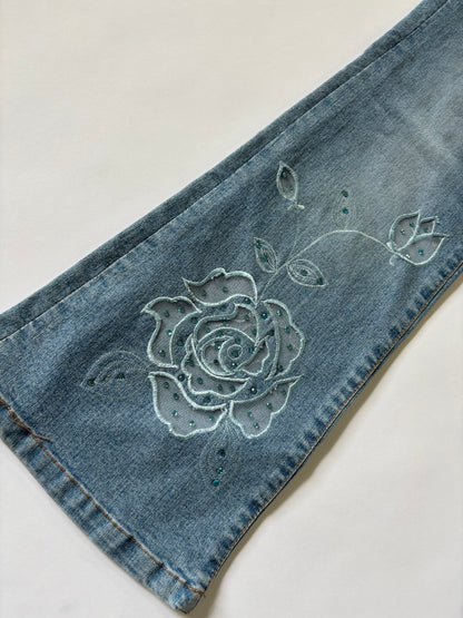 Vintage Floral Embroidered Flare Women's Jeans