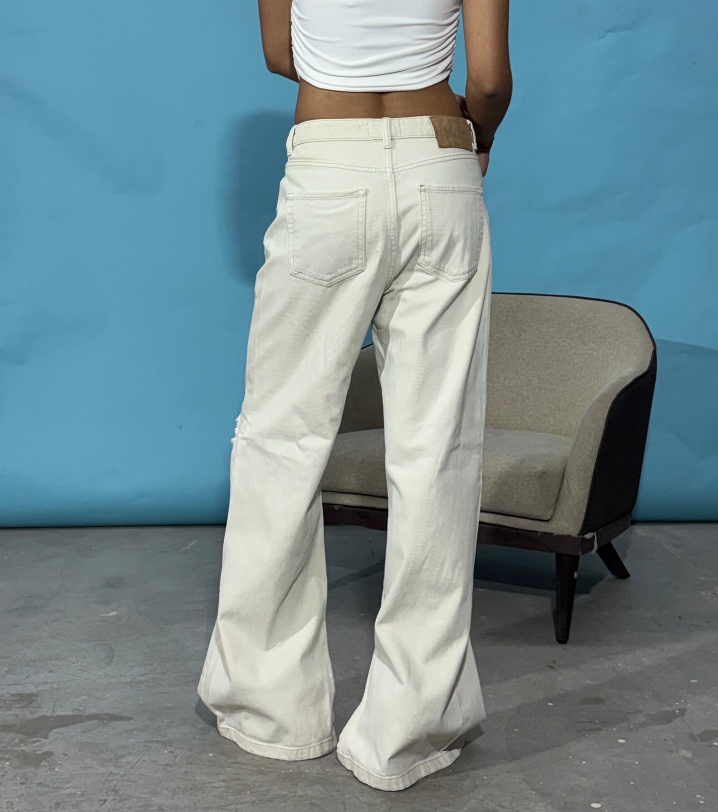 Off-White Distressed Wide-Leg Women's Jeans