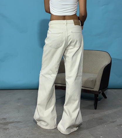 Off-White Distressed Wide-Leg Women's Jeans