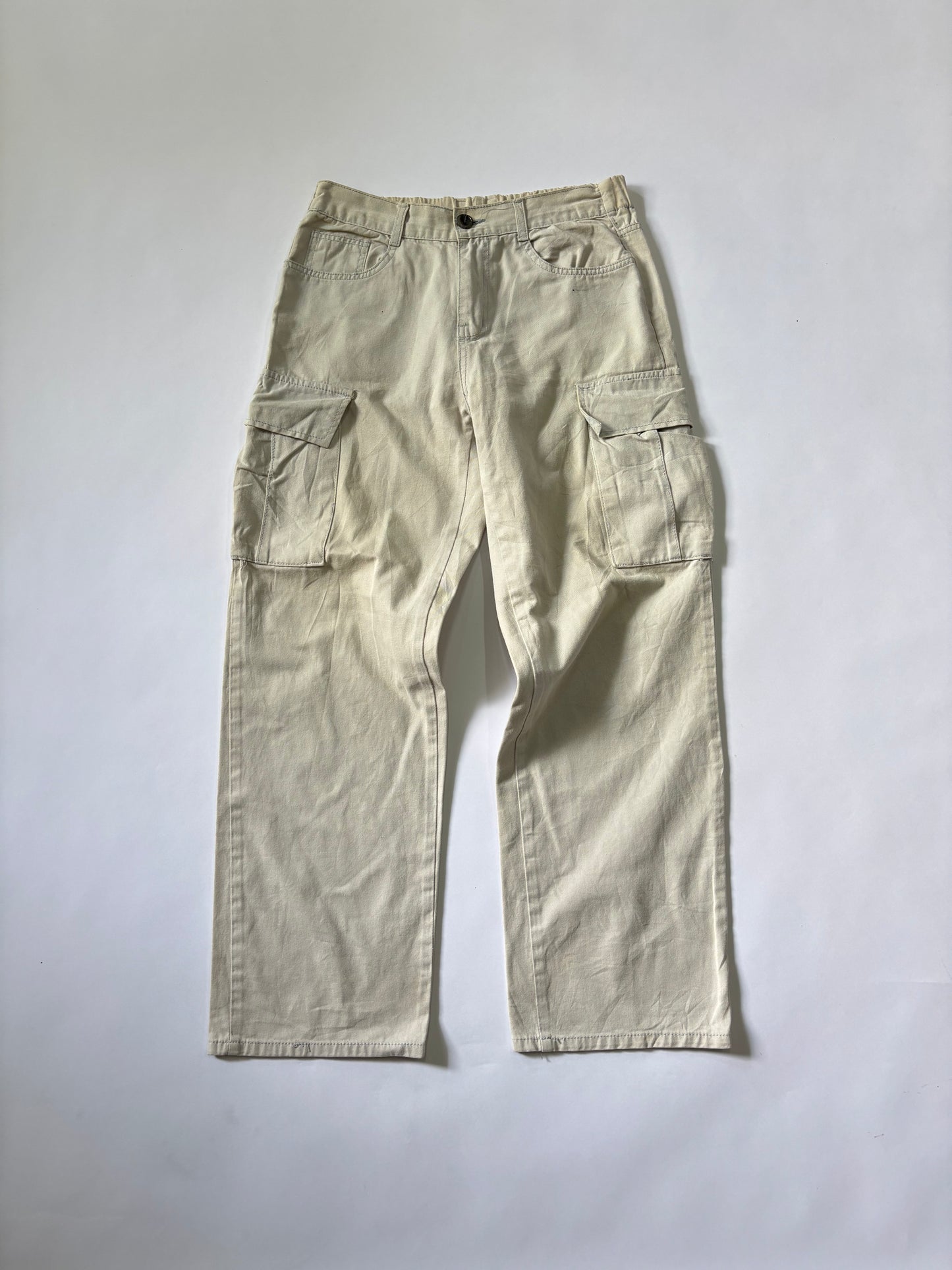 Unisex Jeans Cargos Straight Leg Off-White