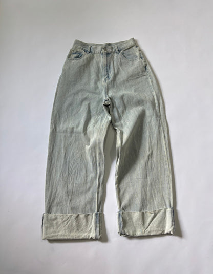 Women's Jeans Wide Leg Cuffed Light Wash