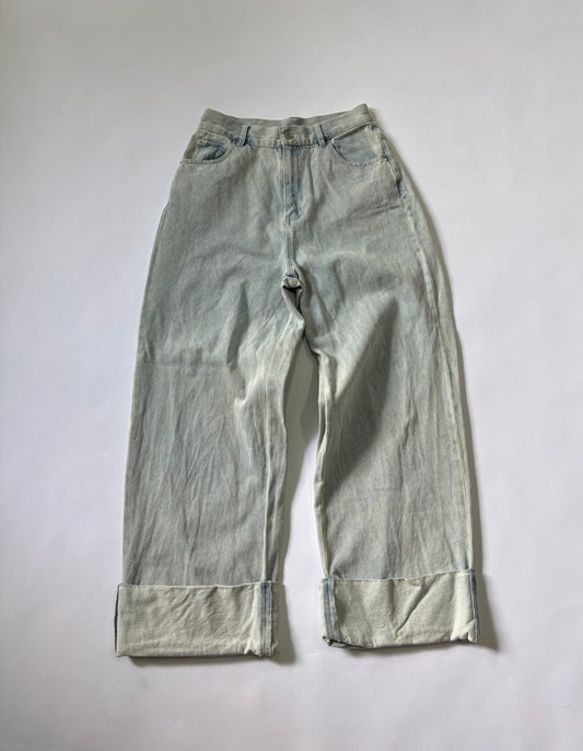 Women's Jeans Wide Leg Cuffed Light Wash