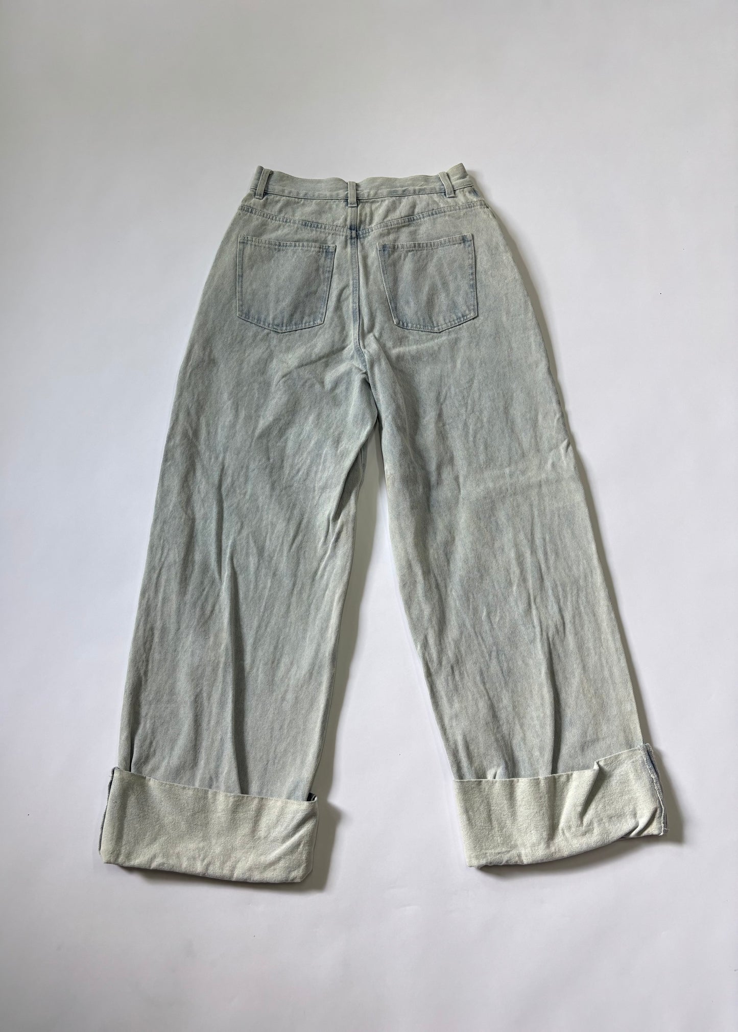 Women's Jeans Wide Leg Cuffed Light Wash