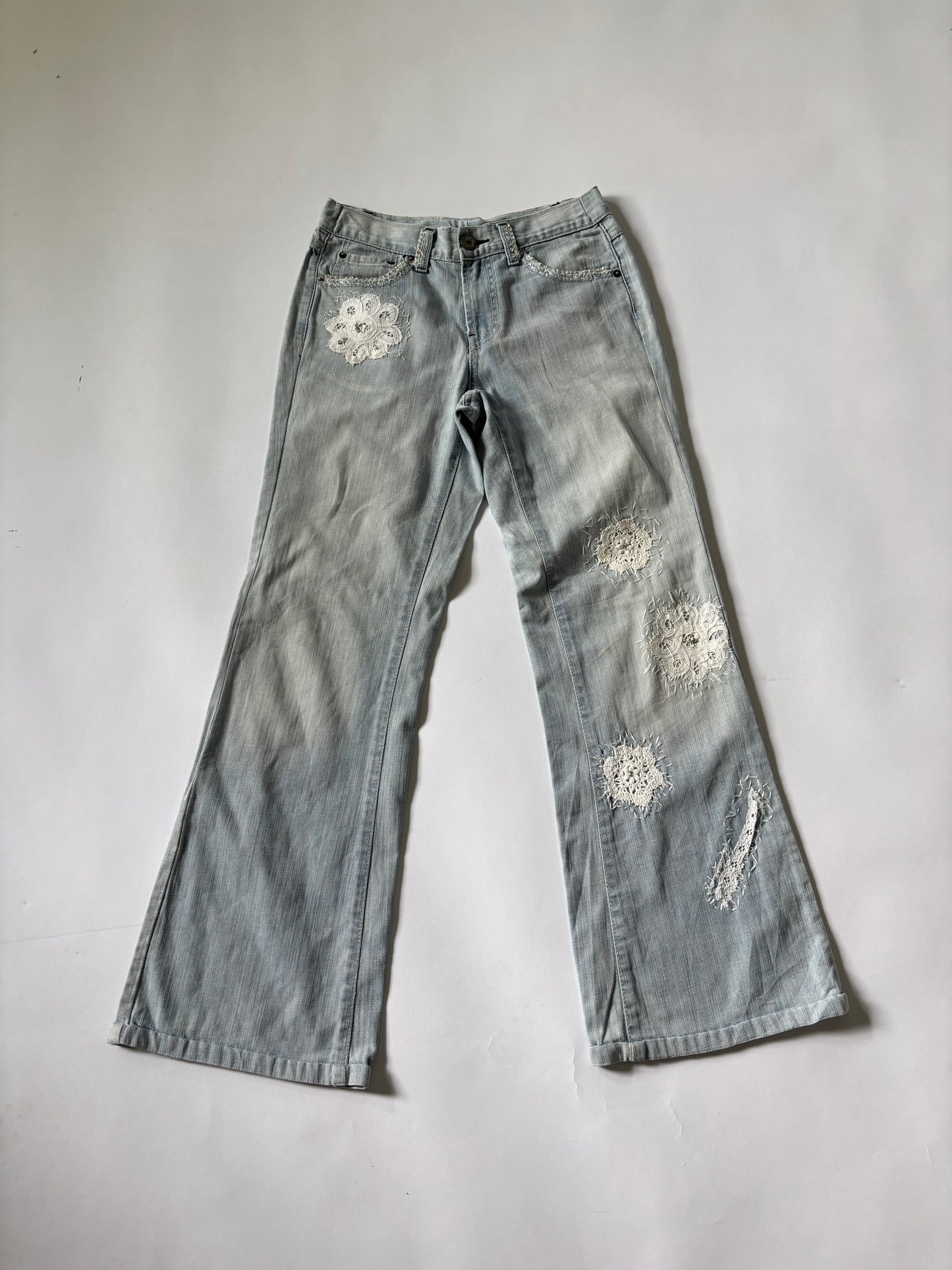 Women's Jeans Floral Lace Flare