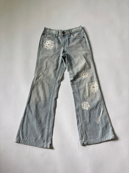 Women's Jeans Floral Lace Flare