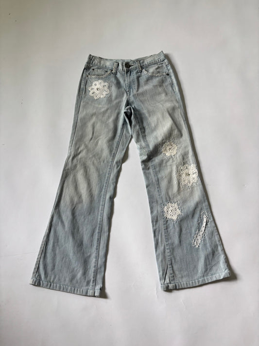 Women's Jeans Floral Lace Flare