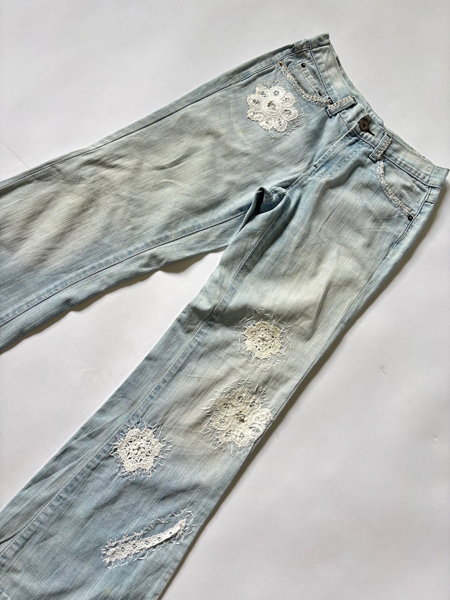 Women's Jeans Floral Lace Flare